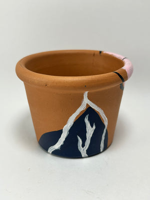 Hand Painted 3” Terracotta Pink and Blue