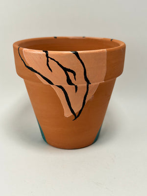 Hand Painted 3” Terracotta Teal and Peach