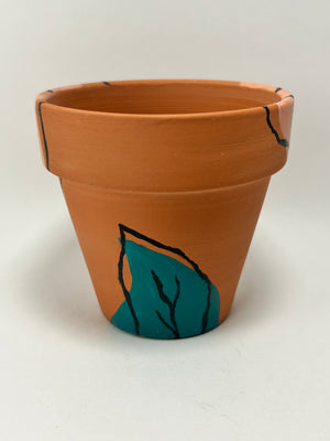 Hand Painted 3” Terracotta Teal and Peach