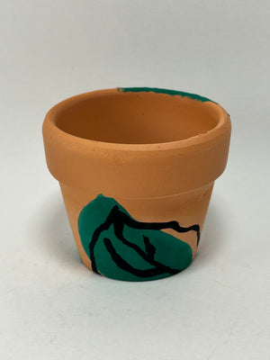 Hand Painted 2” Terracotta Dark Green